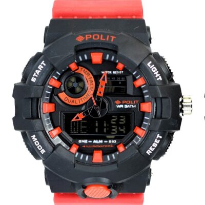 Red Stylish Sports Dial Watch